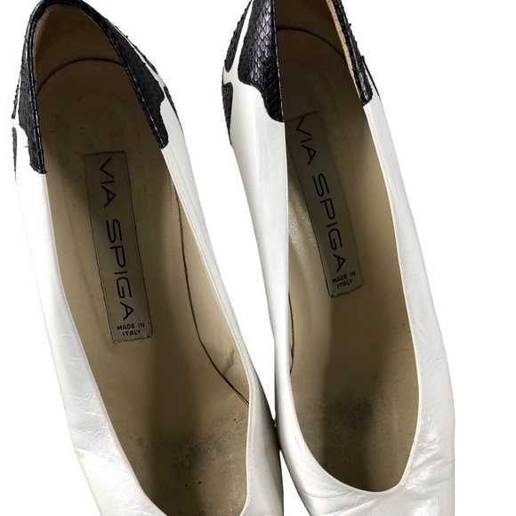 VTG Via Spiga 80s Mod Pointy Toe Pumps Zebra Print - Picture 4 of 11